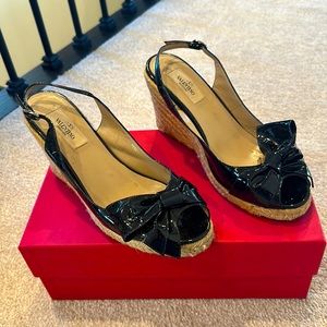 Black patent leather wedges size 9